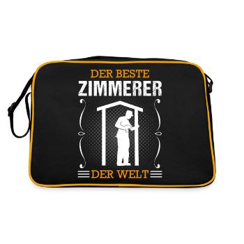 Zimmermann Beruf Zimmerer Handwerker Geschenk - Retro Tasche - Schwarz/Gold - Hinten