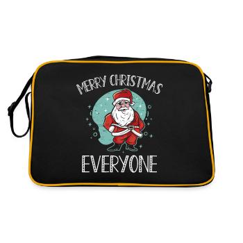 Frohe Weihnachten Alle Weihnachtsmann Rentiere - Retro Tasche - Schwarz/Gold - Hinten
