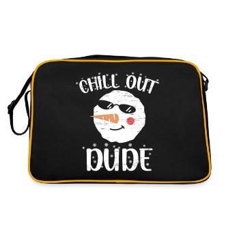 Chill Out Dude Santa Claus Schneemann Urlaub - Retro Tasche - Schwarz/Gold - Hinten