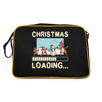 Weihnachten Loading Weihnachtsmann Rentier Urlaub - Retro Tasche - Schwarz/Gold - Hinten