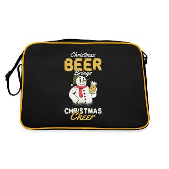 Urlaub mit dem Schneemann des Weihnachtsmanns - Retro Tasche - Schwarz/Gold - Hinten