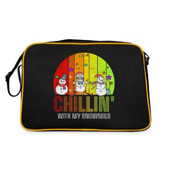 Chillin' With My Snowmies Santa Claus Schneemann - Retro Tasche - Schwarz/Gold - Hinten