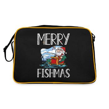 Fröhliche Fishmas Santa Claus Boot Angelurlaub - Retro Tasche - Schwarz/Gold - Hinten
