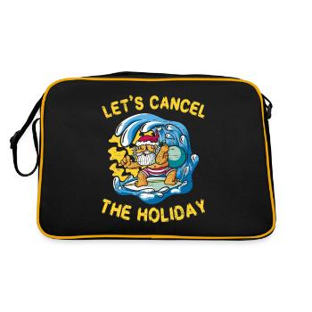 Weihnachtsmann Surfurlaub - Retro Tasche - Schwarz/Gold - Hinten
