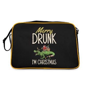 Fröhlich betrunken Ich bin Weihnachten Weihnachtsmann Rentier - Retro Tasche - Schwarz/Gold - Hinten