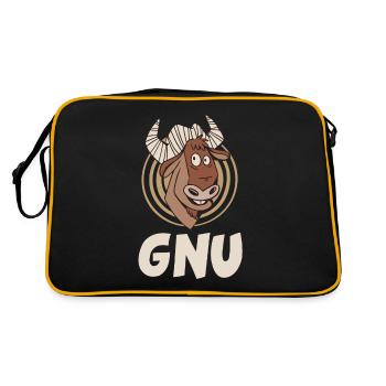 Wildebeest Antelope Africa Animal Steppe Zoo - Retro Bag - black/gold - Back