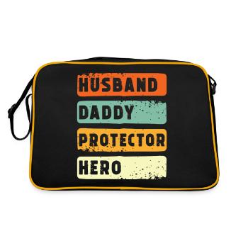Husband Papa Protector Hero - Retro Bag - black/gold - Back