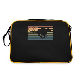 Retro Amerikanische Flagge Pferderennen für Reiter - Retro Tasche - Schwarz/Gold - Hinten