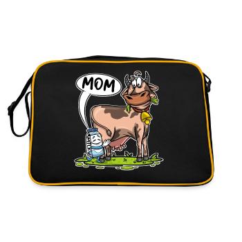 Milchkartons rufen Kuh Mama Milchbauernkuh - Retro Tasche - Schwarz/Gold - Hinten