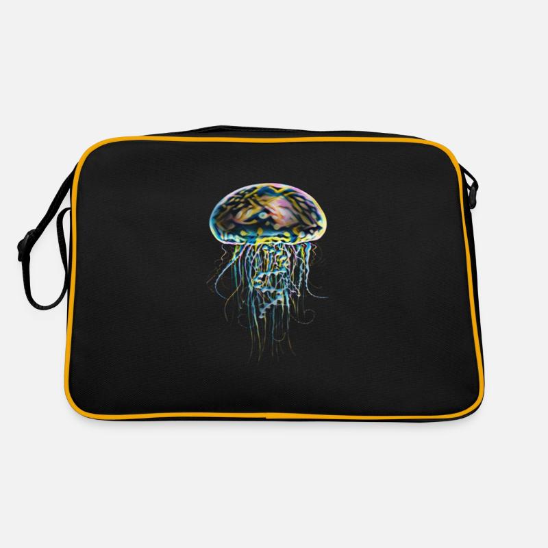 Qualle - Retro Tasche - Schwarz/Gold
