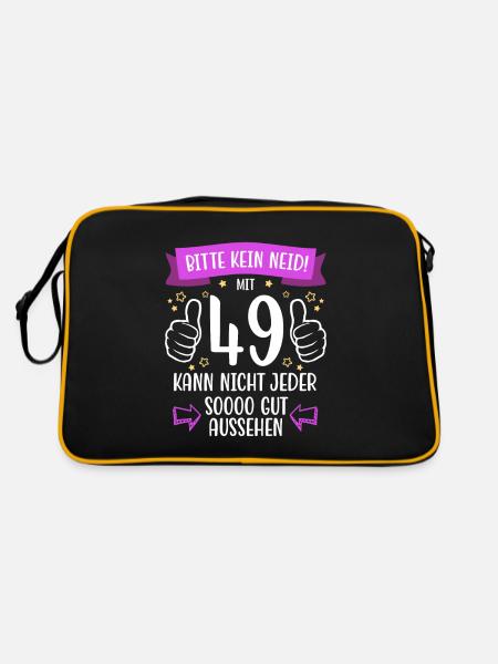 49 Geburtstag Mann Frau Lustig 49 Jahre - Retro Tasche - Schwarz/Gold - Hinten