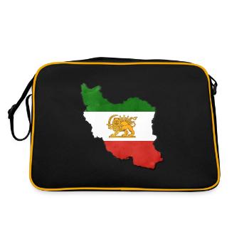 Lustige Iran Flagge Reise - Retro Tasche - Schwarz/Gold - Hinten
