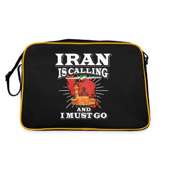 Lustige Iran Flagge Reise - Retro Tasche - Schwarz/Gold - Hinten