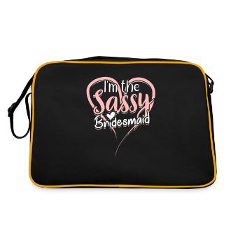 Ich bin die freche Brautjungfer Junggesellenabschied - - Retro Tasche - Schwarz/Gold - Hinten