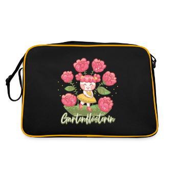 Gartenflüsterer Gartenflüsterin Garten Gärtner - Retro Tasche - Schwarz/Gold - Hinten