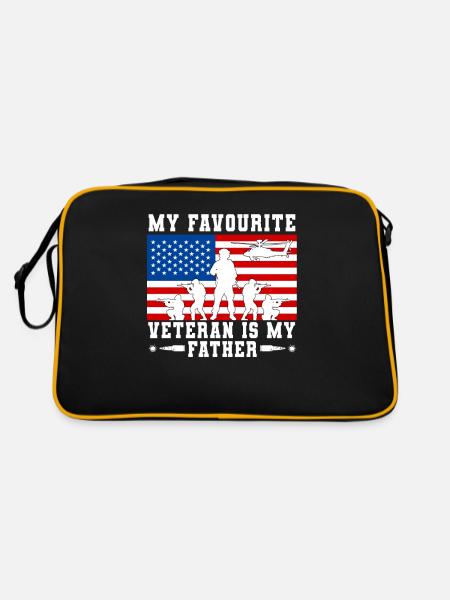 My favorite veteran is my father military - Retro Bag - black/gold - Back