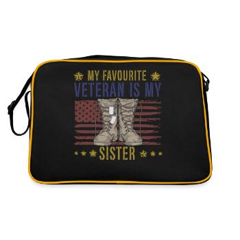 My favorite veteran is my sister military - Retro Bag - black/gold - Back