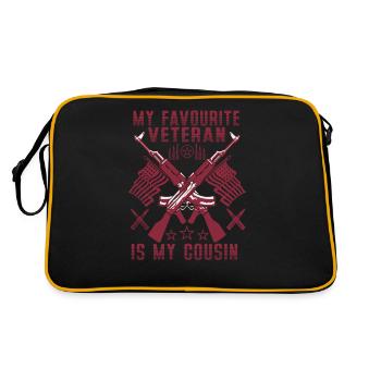 My favorite veteran is my cousin military - Retro Bag - black/gold - Back