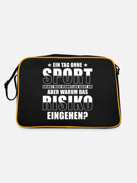 Sport Sprüche Sportler Sprüche lustig - Retro Tasche - Schwarz/Gold - Hinten