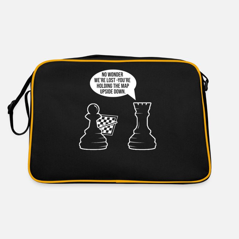 Schach Schachfiguren hess Meme - Retro Tasche - Schwarz/Gold