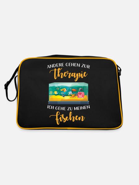 Fische Aquarium Spruch lustig - Retro Tasche - Schwarz/Gold - Hinten