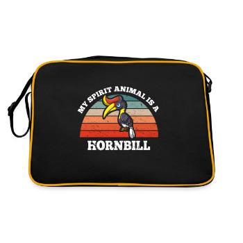 Nashornvogel Vögel My Spirit Animal Is A Hornbill - Retro Tasche - Schwarz/Gold - Hinten