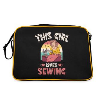 Cette fille aime coudre une aiguille en tissu de courtepointe - Sac Retro - noir/or - Dos