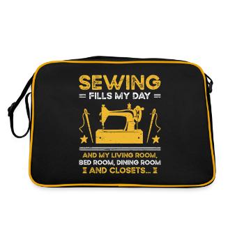 Quilt Stoff Nadelnaht - Retro Tasche - Schwarz/Gold - Hinten