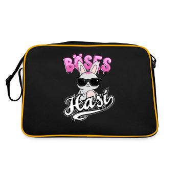 Das Böse Hasi mit cooler Sonnenbrille zeigt den - Retro Tasche - Schwarz/Gold - Hinten