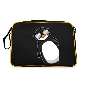 Lustiger Pinguin Mit Sonnenbrille Cooles Geschenk - Retro Tasche - Schwarz/Gold - Hinten