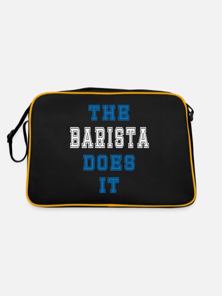 The Barista does it Barista Geschenk - Retro Tasche - Schwarz/Gold - Hinten