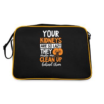 Dialysis Tech Your Kidneys So Lazy I Clean Up - Retro Bag - black/gold - Back