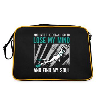 Apnoe Tauchen Freitaucher Freitauchen Geschenk - Retro Tasche - Schwarz/Gold - Hinten