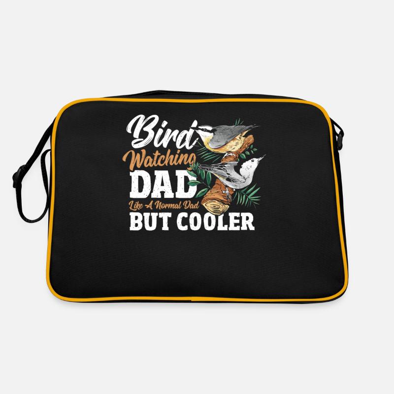 Vogel Beobachter Vögel Beobachten Vogelfreund Amse - Retro Tasche - Schwarz/Gold