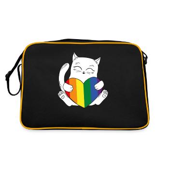 Cat Rainbow LGBT - Retro Bag - black/gold - Back