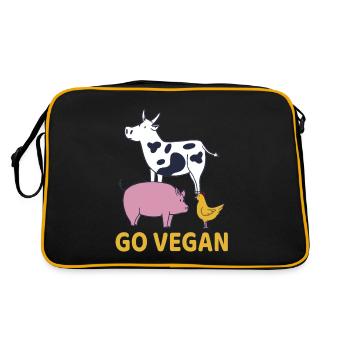 Go Vegan Vegan Vache Cochon Poulet Végétarien - Sac Retro - noir/or - Dos