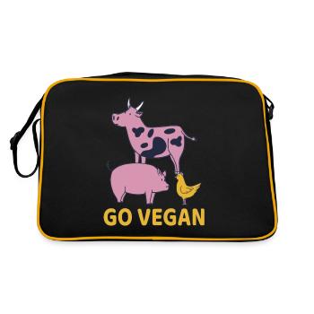 Go Vegan Vegan Vache Cochon Poulet Végétarien - Sac Retro - noir/or - Dos