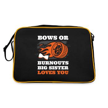 Burnouts Or Bows Gender Reveal Party - Retro Bag - black/gold - Back