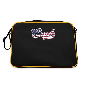 American Flag Coach 4. Juli Retro Font - Retro Tasche - Schwarz/Gold - Hinten