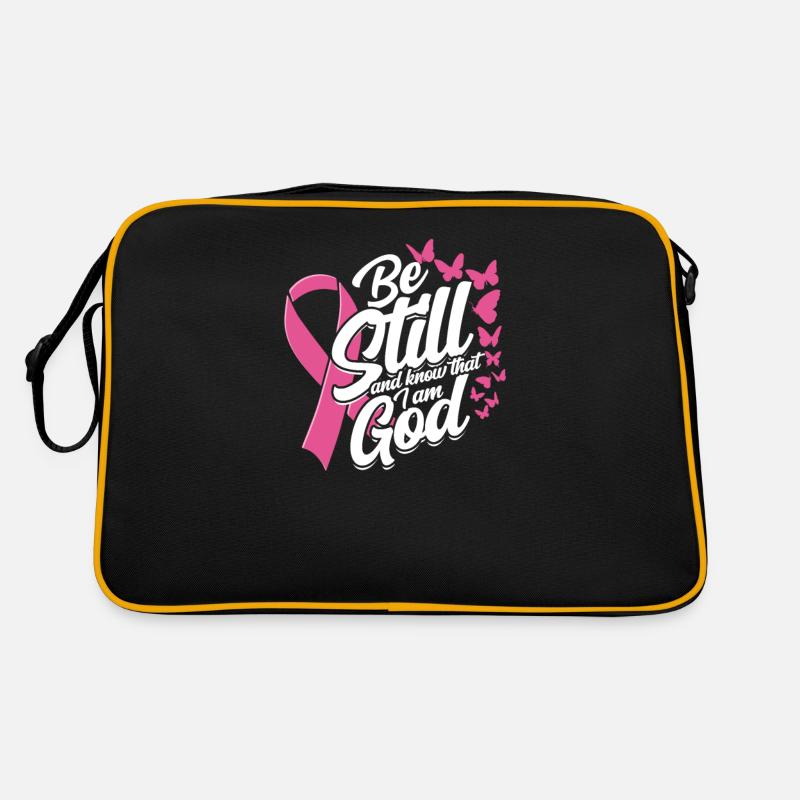 Sei still und wisse, dass ich Gott bin - Brustkrebs Retro Tasche