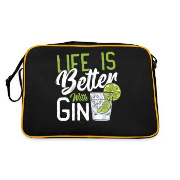 Life Is Better With Gin - Retro Tasche - Schwarz/Gold - Hinten