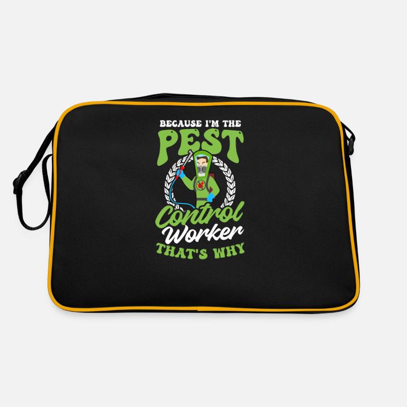 Bug Exterminator, weil ich die Schädlingsbekämpfungsarbeit bin - Retro Tasche - Schwarz/Gold