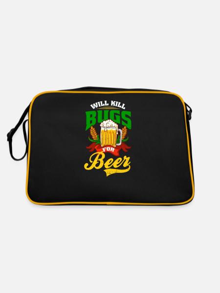 Bug Exterminator Will Kill Bugs For Beer - Retro Bag - black/gold - Back