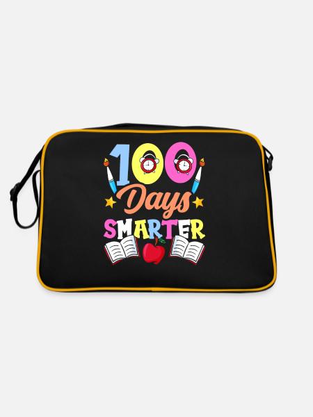 100 Tage Schlauer Lustig Team Sprüche Süß - Retro Tasche - Schwarz/Gold - Hinten