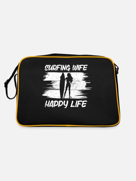 Surf femme Happy Life Wellenreiten Surfen Surfer - Sac Retro - noir/or - Dos