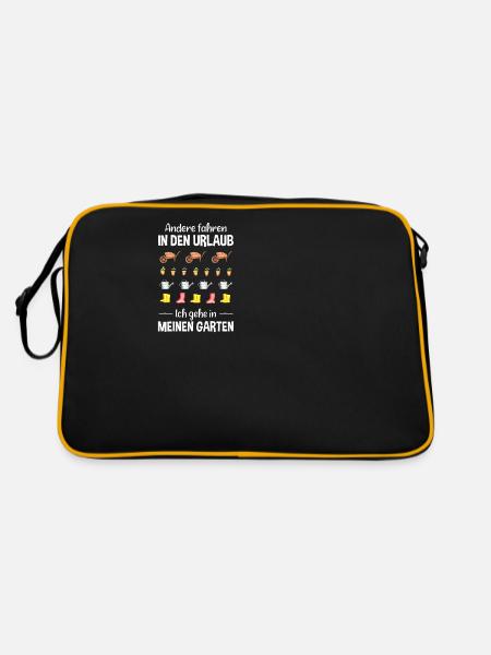 Garten Urlaub Lustiger Spruch Gärtner Geschenkidee - Retro Tasche - Schwarz/Gold - Hinten
