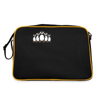 Lustige Pinguin Bande Mit Sonnenbrille Geschenk - Retro Tasche - Schwarz/Gold - Hinten