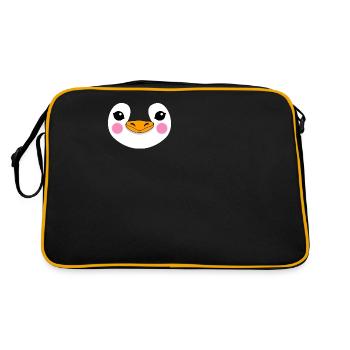 Pinguin Gesicht Seevogel Meeresvogel Geschenk - Retro Tasche - Schwarz/Gold - Hinten