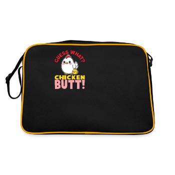 Guess What Chicken Butt Chicken Rooster Farmer Chicken - Retro Bag - black/gold - Back