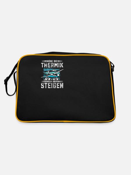 Möge die Thermik nach oben steigen Segelfliegen - Retro Tasche - Schwarz/Gold - Hinten